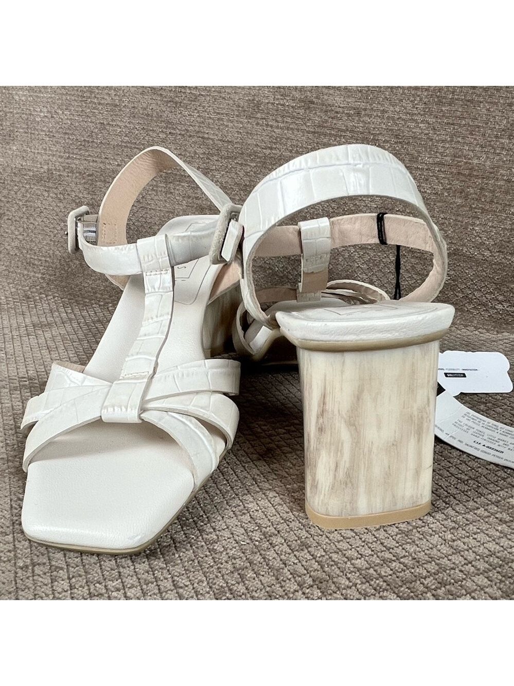 Hispanitas White Embossed Reptile Skin Strappy Sandals size 8 (38) New w/o Box